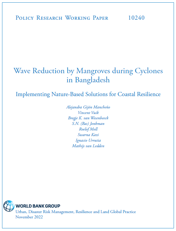 Cover report wave reduction by mangroves during cyclones in Bangladesh