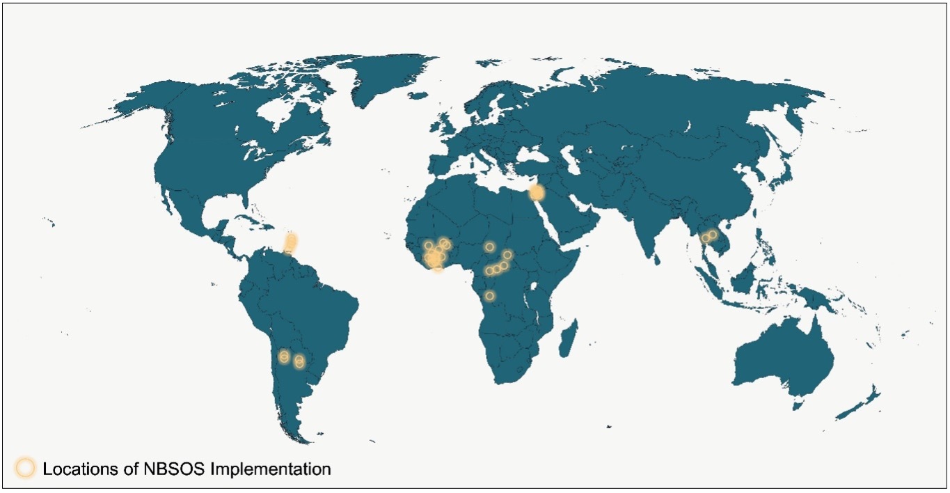 Figure 11: Locations where investment opportunity mapping using the NBSOS was used to inform World Bank financed operations. Source: Author derived